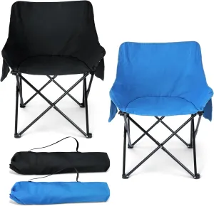 HaSteeL Camping Chair for Adults, Compact Folding Portable Chairs Set with Side Pockets for Outdoors Fishing, Hiking, Backpacking, Beach, Patio, Travel, Support 250lbs, & Storage Bags (Black & Blue)