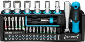HAZET SmartHolder tool holder 2300SH-1 I 39-piece tool bit set, drive: hexagon 6.3 mm (1/4 inch), square 6.3 mm (1/4 inch) I practical tool set extremely handy and compact
