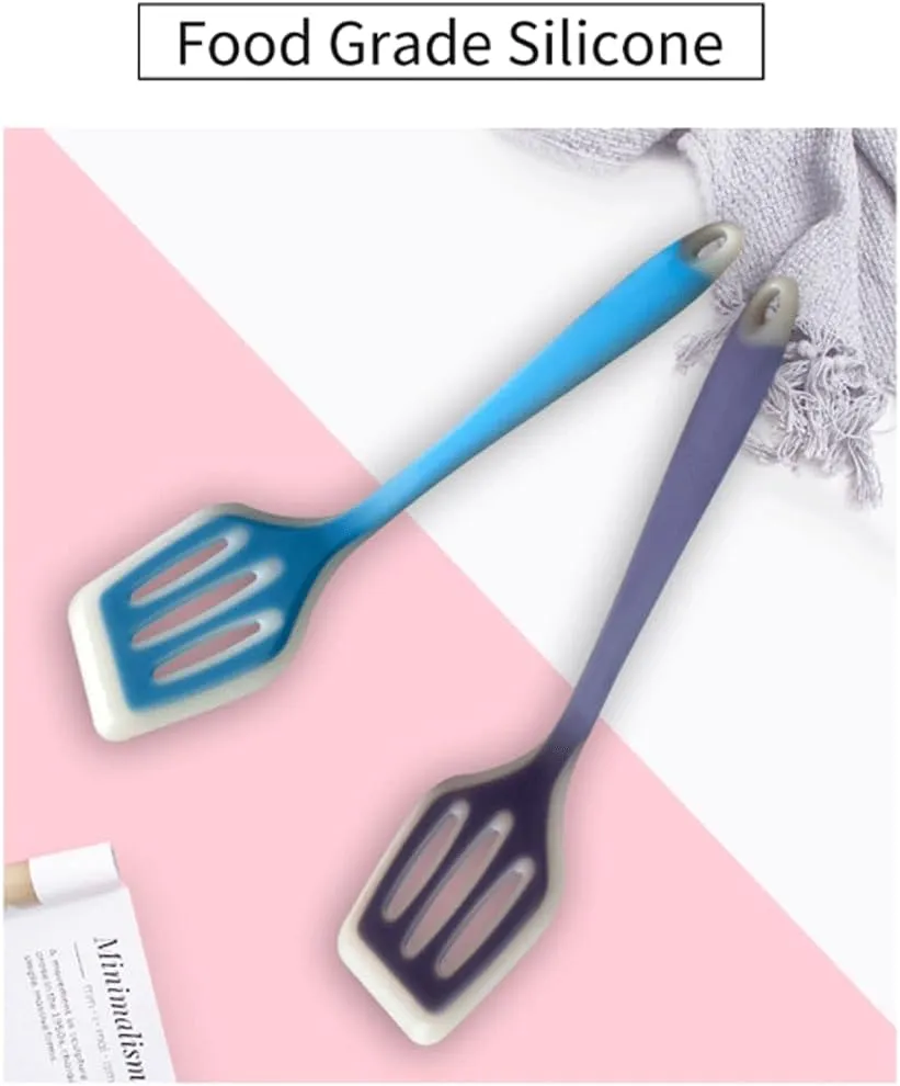 Heat Resistant Spatula White Silicone Edge Frying Shovel Non-Stick Chef Kitchen Utensils Set for Nonstick Cookware Frying Eggs