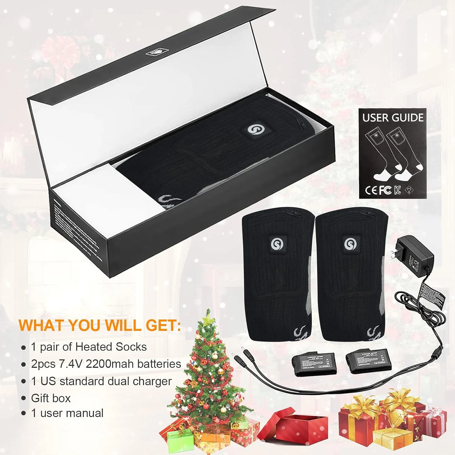 Heated Socks for Men Women, Battery Powered Thermal Electric Socks for Cold Feet,Camping Hunting Winter Foot Warmers