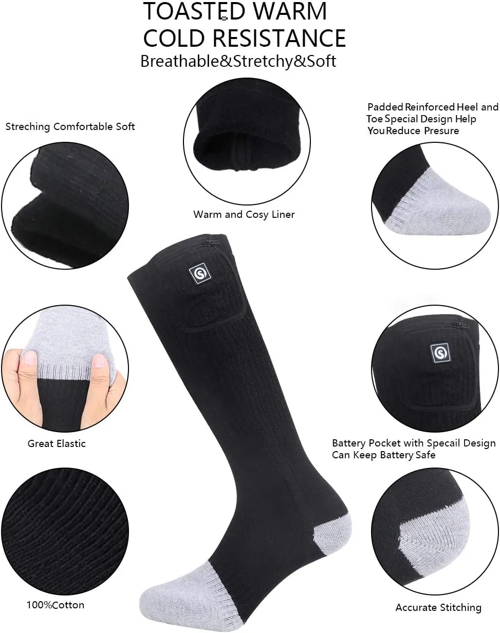 Heated Socks for Men Women, Battery Powered Thermal Electric Socks for Cold Feet,Camping Hunting Winter Foot Warmers
