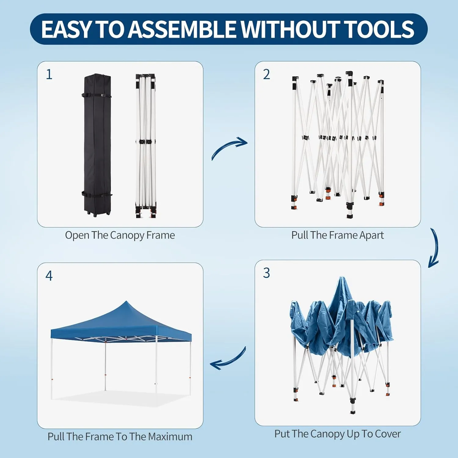 Heavy Duty 10x10 Commercial Canopy Tent Waterproof Instant Pop Up Shelter for Weddings/Parties/Events,Includes Upgraded Roller Bag, Stakes & Ropes,Navy Blue