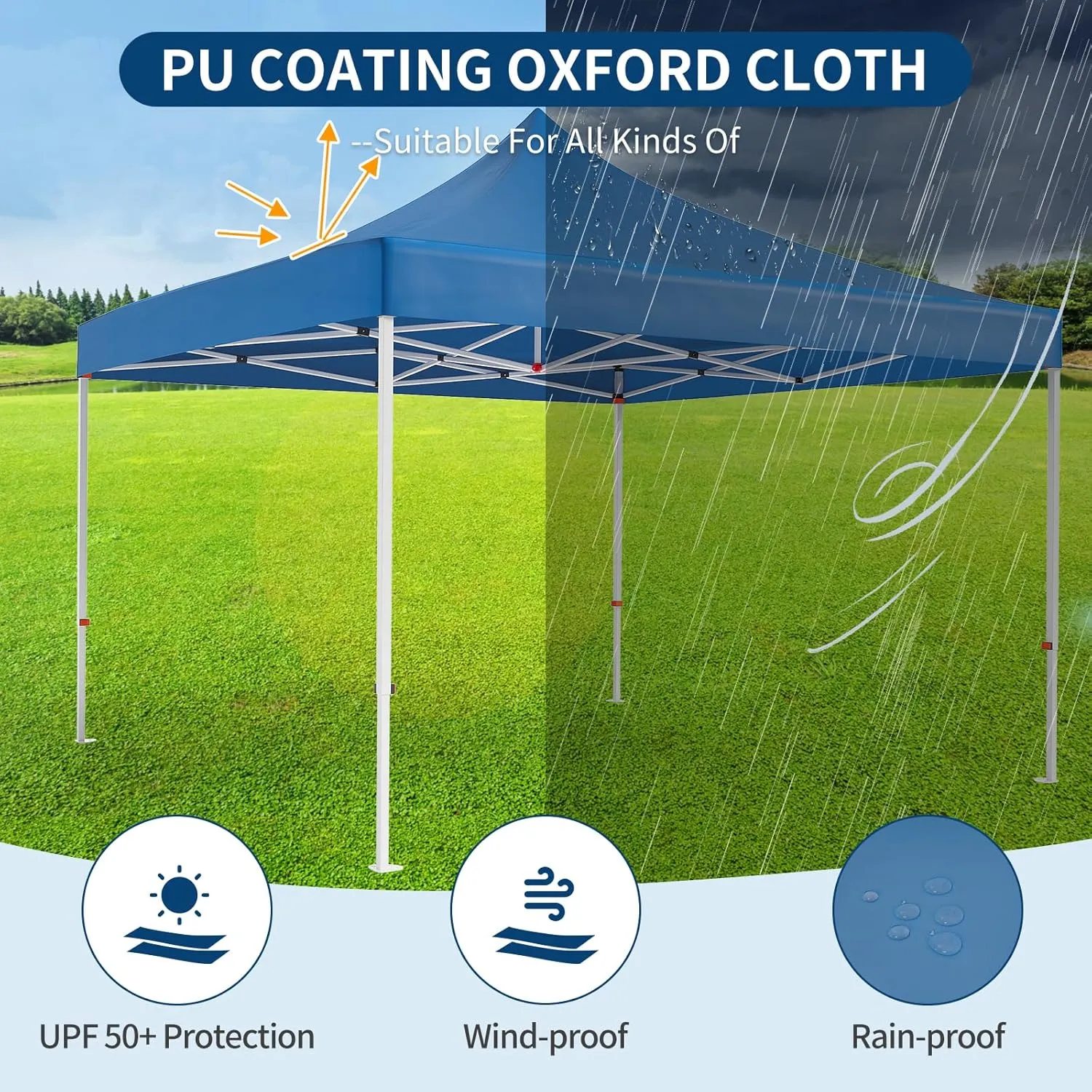 Heavy Duty 10x10 Commercial Canopy Tent Waterproof Instant Pop Up Shelter for Weddings/Parties/Events,Includes Upgraded Roller Bag, Stakes & Ropes,Navy Blue
