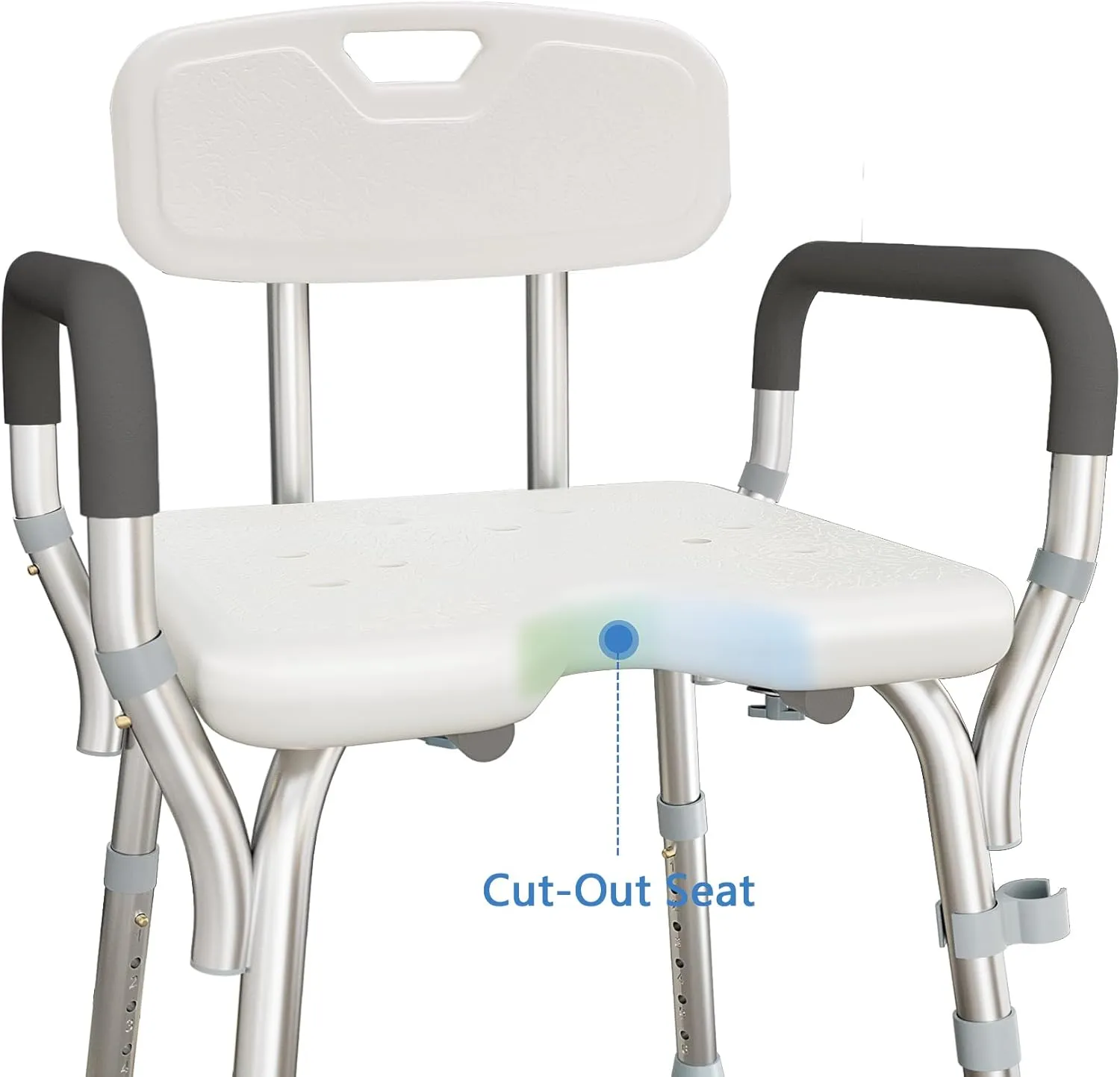 Heavy Duty Shower Chair with Back and Padded Armrests Sturdy Shower Seat for Inside Shower Tool-Free Assembly Spa Bathtub Adjustable Height Shower Stools Slip Resistant