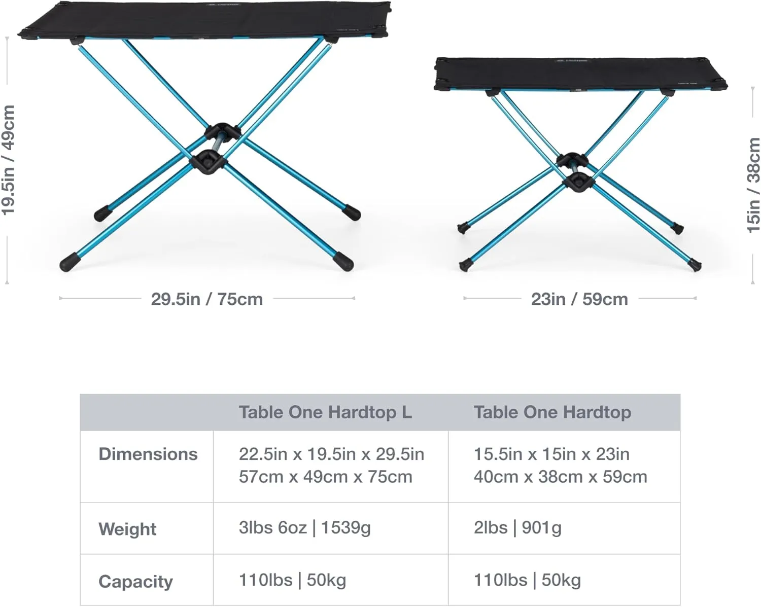 Helinox Table One Hard Top Lightweight, Collapsible, Portable, Outdoor Camping Table, Regular - 23 x 15 Inches, Black
