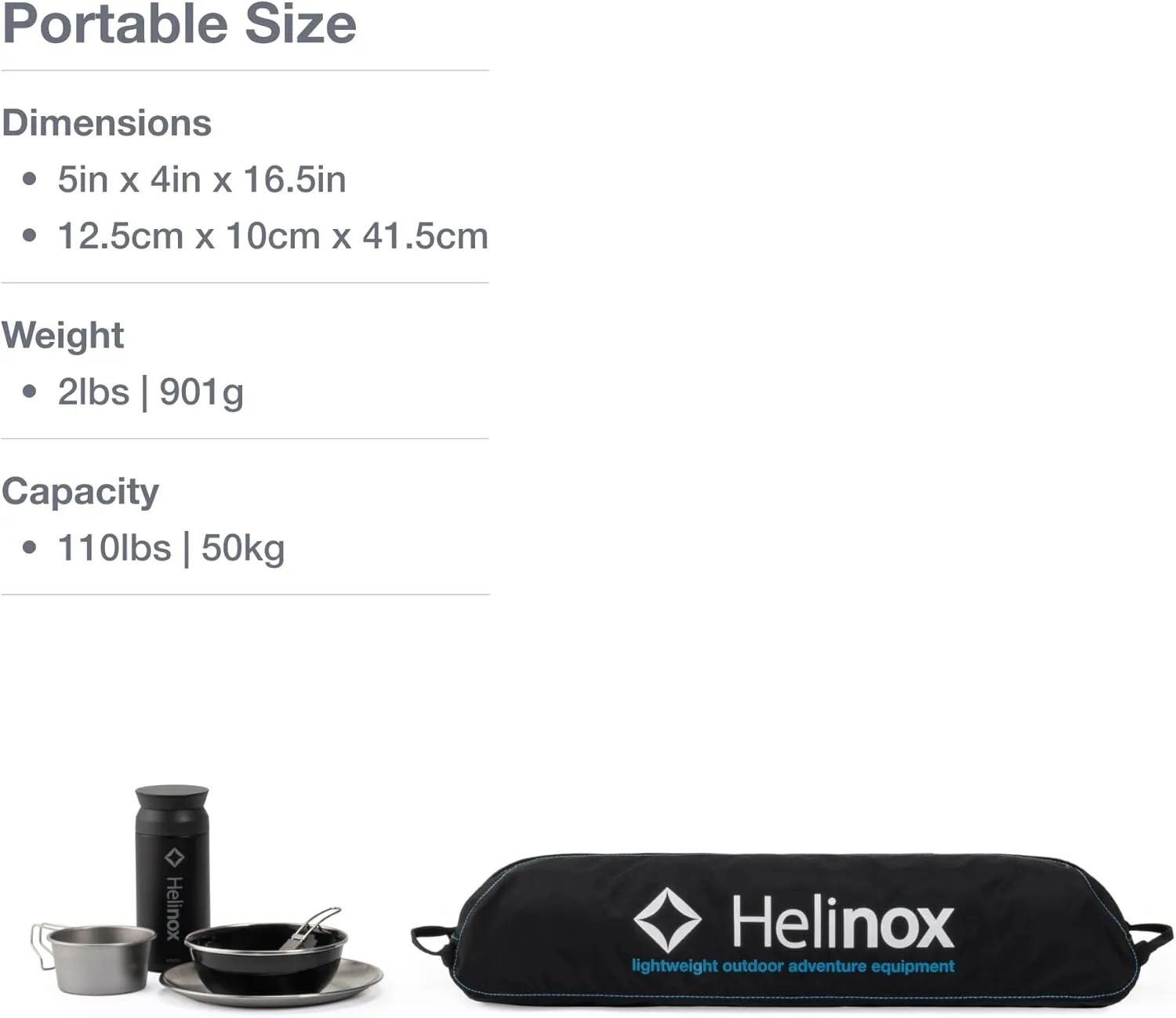 Helinox Table One Hard Top Lightweight, Collapsible, Portable, Outdoor Camping Table, Regular - 23 x 15 Inches, Black