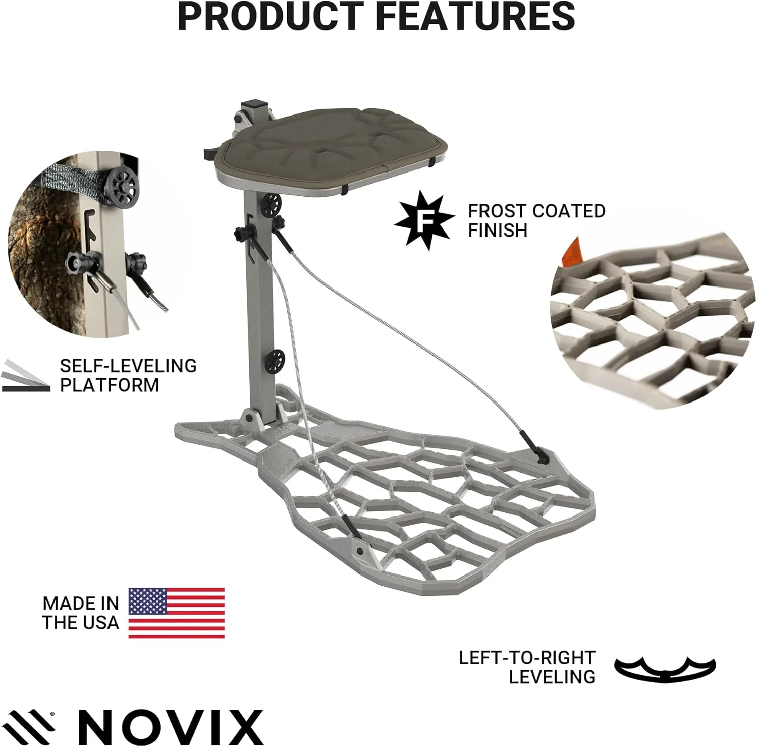 Helo Hunt Ready System - Hunting Accessories Bundle w/Lock on Tree Stand & Tree Steps – Versatile & Packable – Frost-Coated Treestand Accessories - Made in USA