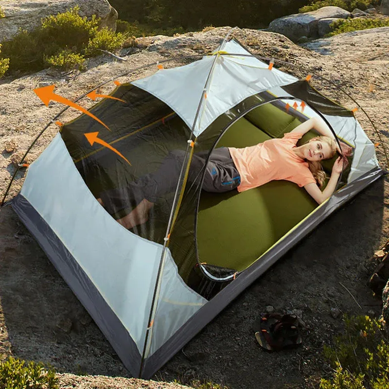 Hewolf 1572 Two Person Double Layer 200*140*110CM Aluminum Pole Waterproof Windproof Camping Tent Bivvy Beach Barraca