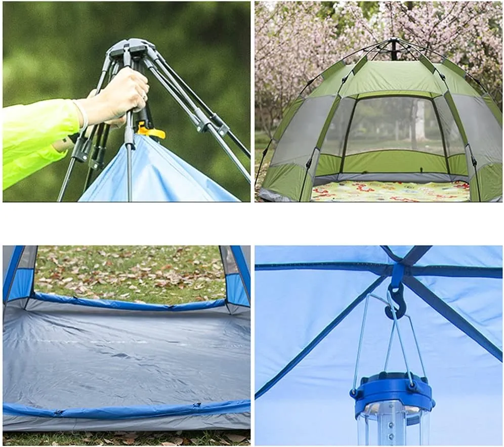 Hexagonal Tent Automatic Opening Pop Up Tent Outdoor Camping Tent Double Layer Portable Lightweight Backpack Tent Sunshade Shelter Beach Tent (Orange 3~5 Person)