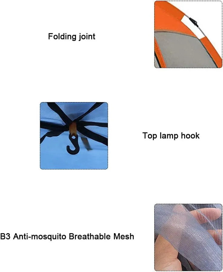 Hexagonal Tent Automatic Opening Pop Up Tent Outdoor Camping Tent Double Layer Portable Lightweight Backpack Tent Sunshade Shelter Beach Tent (Orange 3~5 Person)
