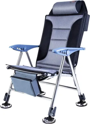 High Back Chair Folding Fishing Chair Multifunctional All-Terrain Reclining with Thicken Widen Cushion Foldable Backrest Liftable Legs for Camping Camping Chair