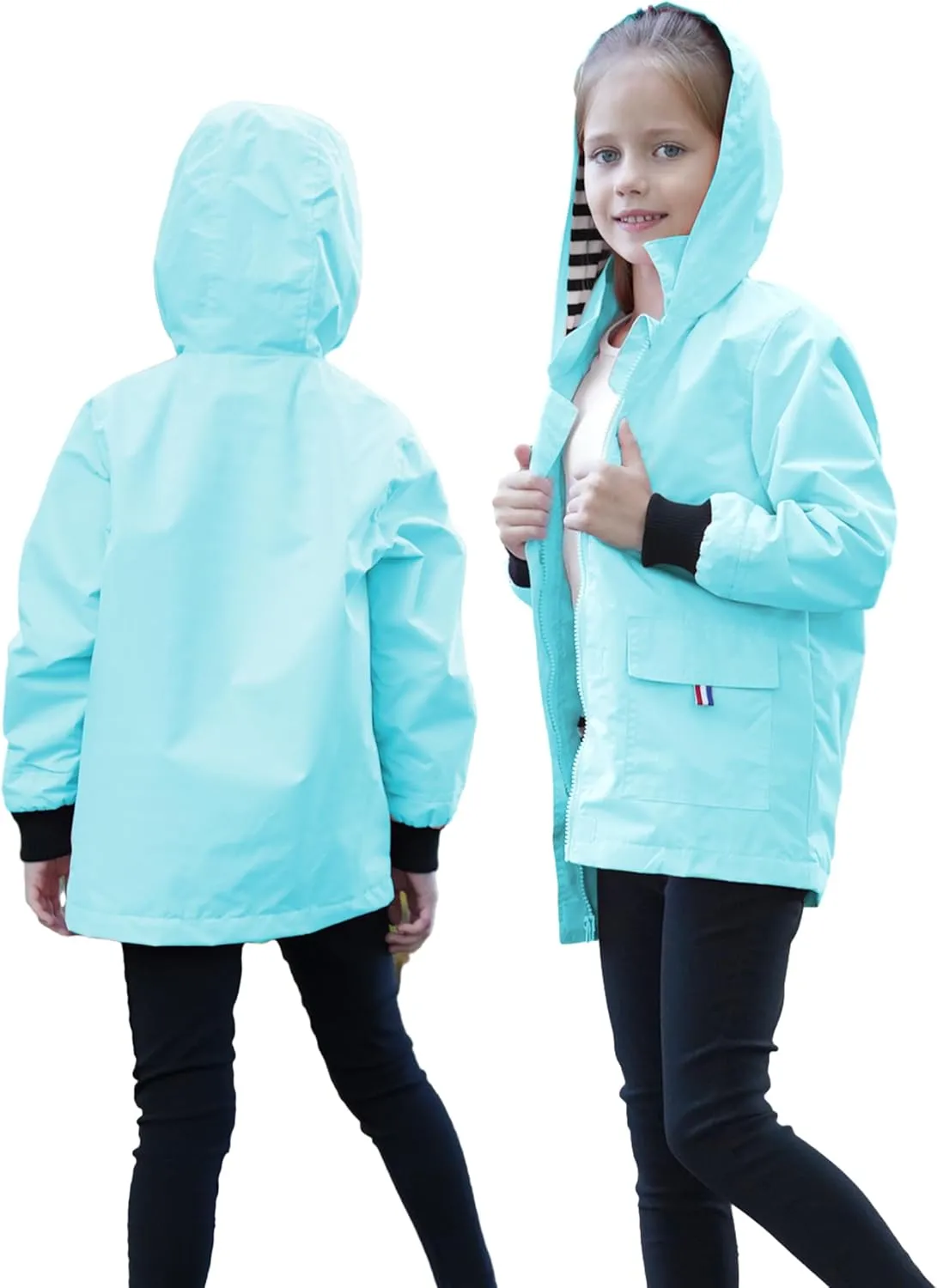 Hiheart Boys Girls Waterproof Hooded Jackets Cotton Lined Rain Jackets