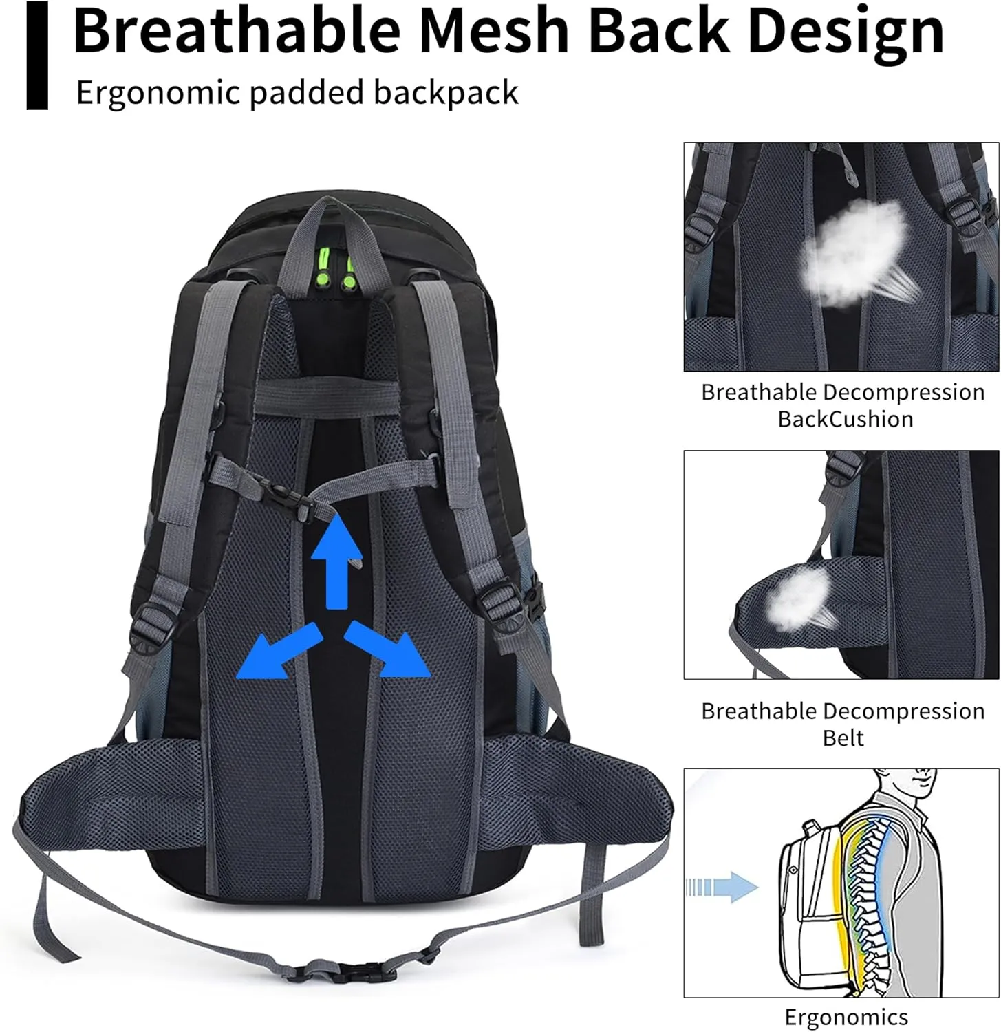Hiking Backpack, 50l Camping Lightweight Bag for Outdoor