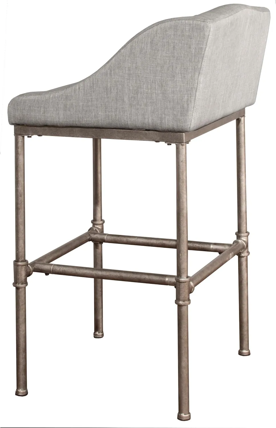 Hillsdale Dillon Modern Low Profile Wingback Metal Bar Height Stool, Textured Silver