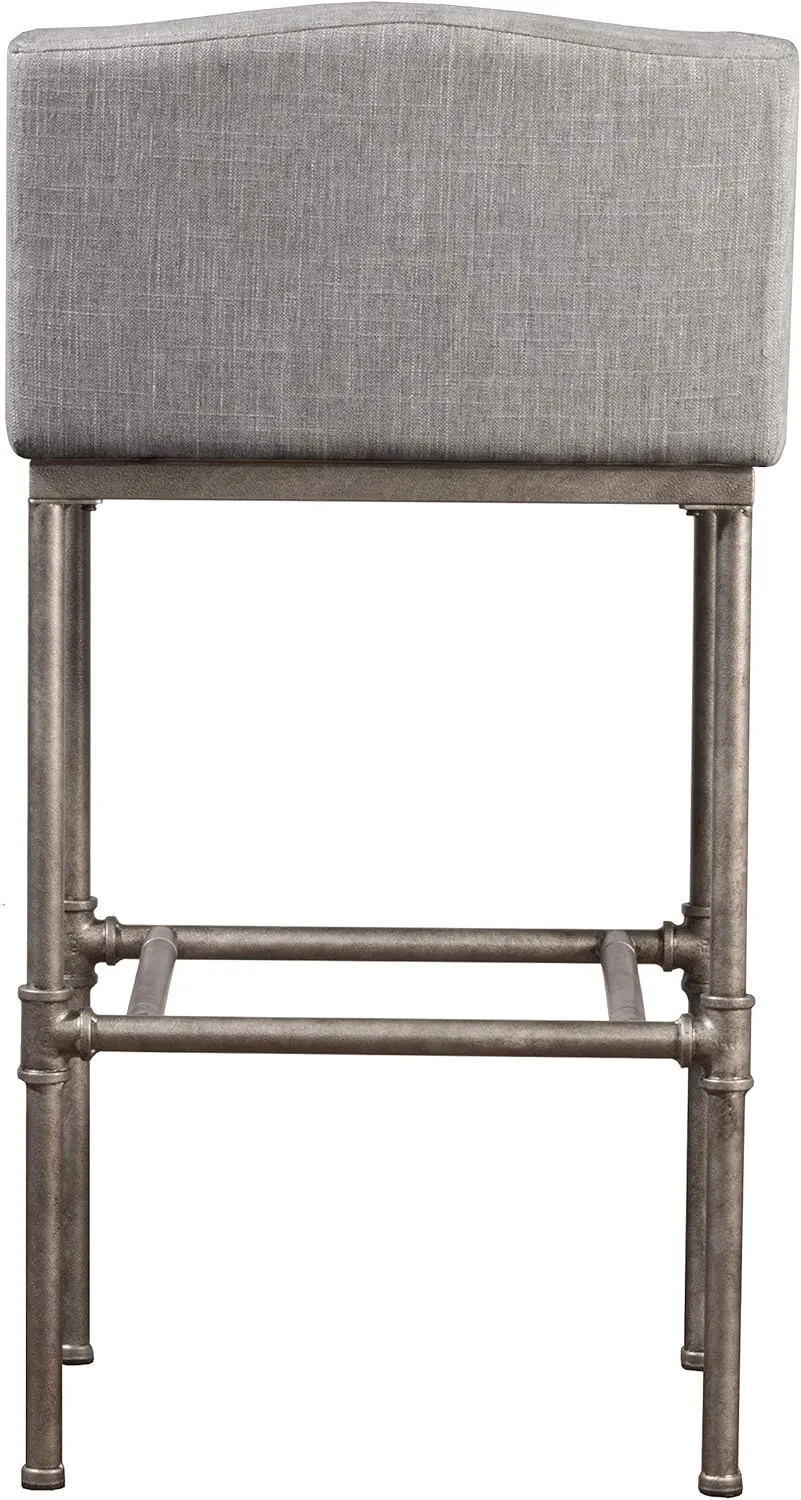 Hillsdale Dillon Modern Low Profile Wingback Metal Bar Height Stool, Textured Silver