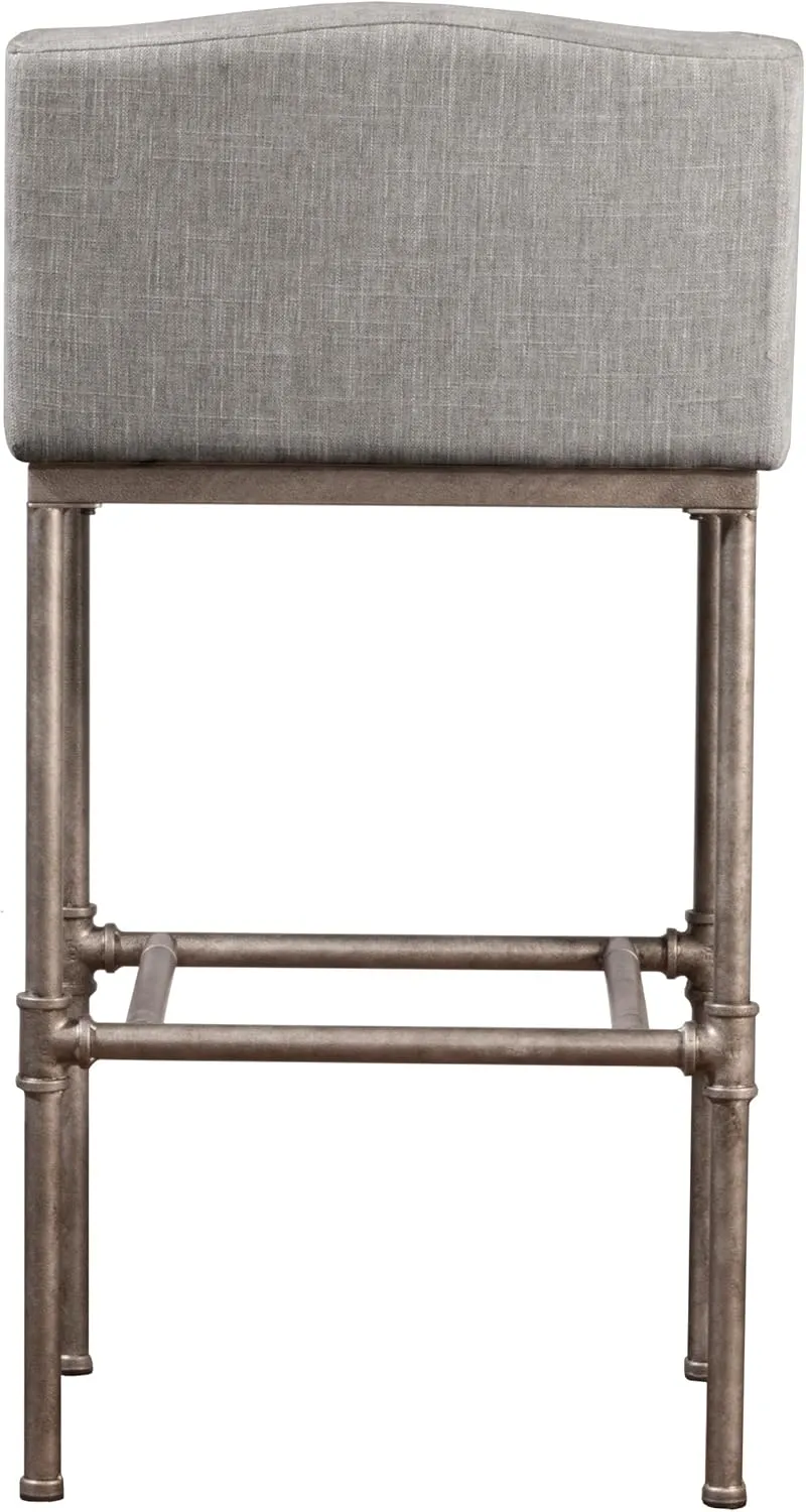 Hillsdale Dillon Modern Low Profile Wingback Metal Bar Height Stool, Textured Silver