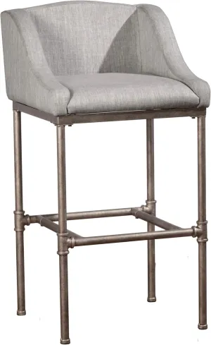 Hillsdale Dillon Modern Low Profile Wingback Metal Bar Height Stool, Textured Silver