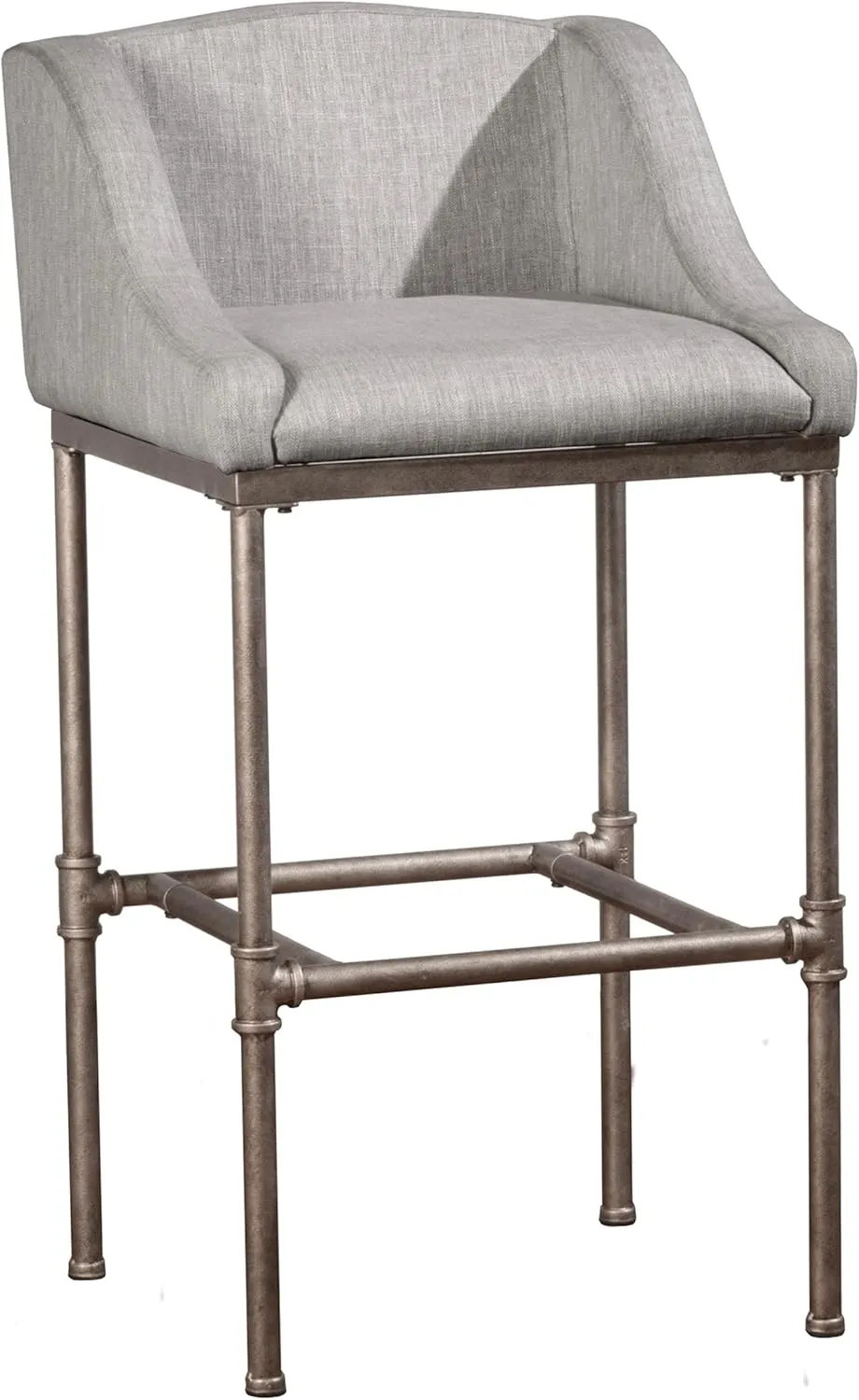 Hillsdale Dillon Modern Low Profile Wingback Metal Bar Height Stool, Textured Silver