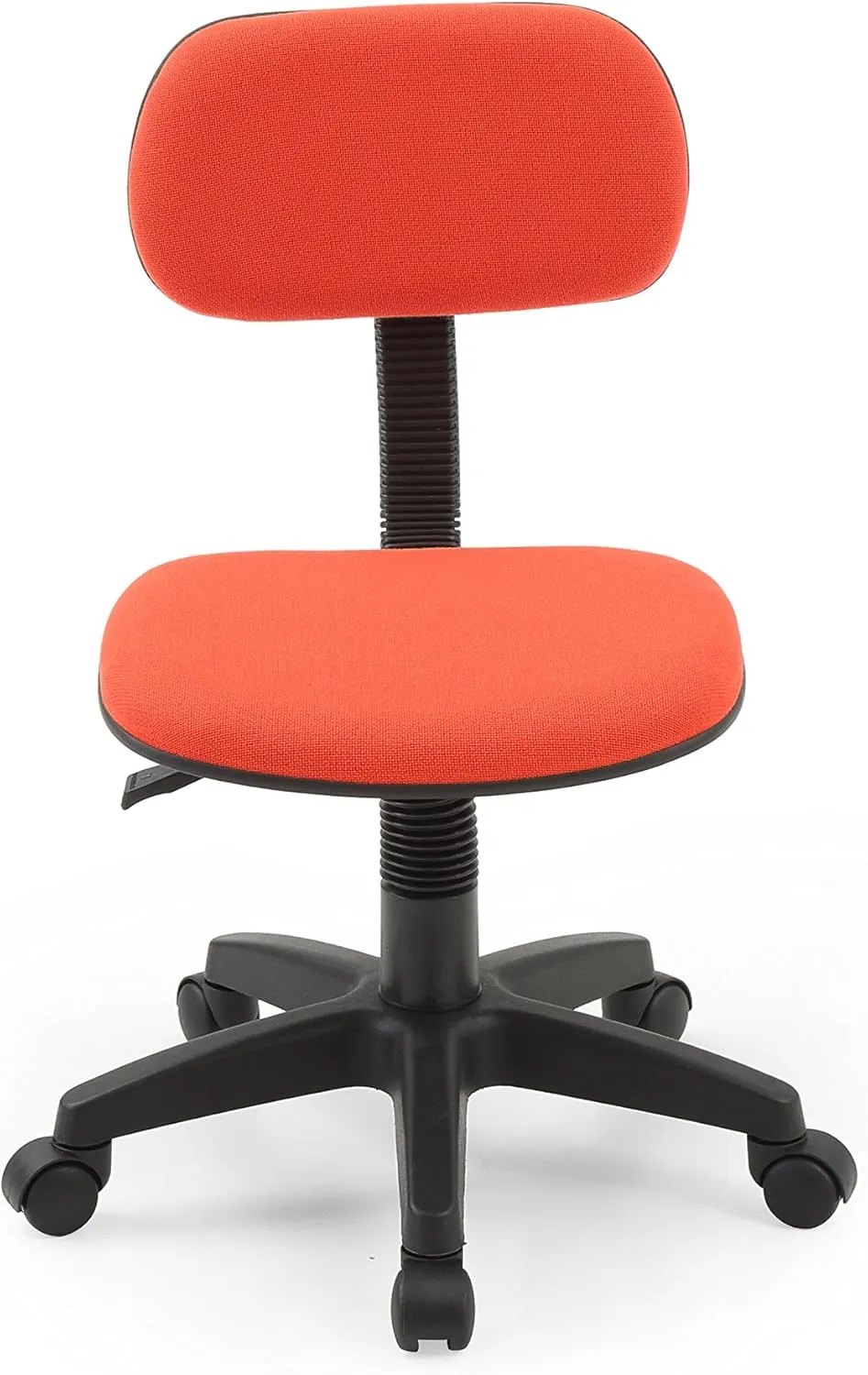 Hodedah Armless, Low-Back, Adjustable Height, Swiveling Task Chair with Padded Back and Seat in Red