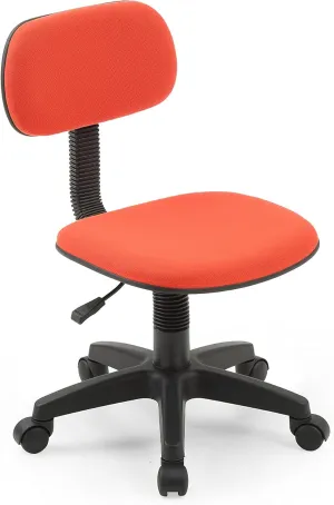 Hodedah Armless, Low-Back, Adjustable Height, Swiveling Task Chair with Padded Back and Seat in Red