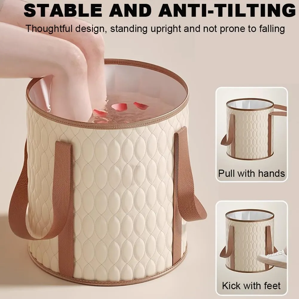Home Thickened Foldable Foot Bath Bucket, Portable Foot Bath Foot Washing Bag, Cylindrical Foot Bath, Foot Spa Bowl with Handle, Large Foot Bath for Pedicure, Relaxation,Gray