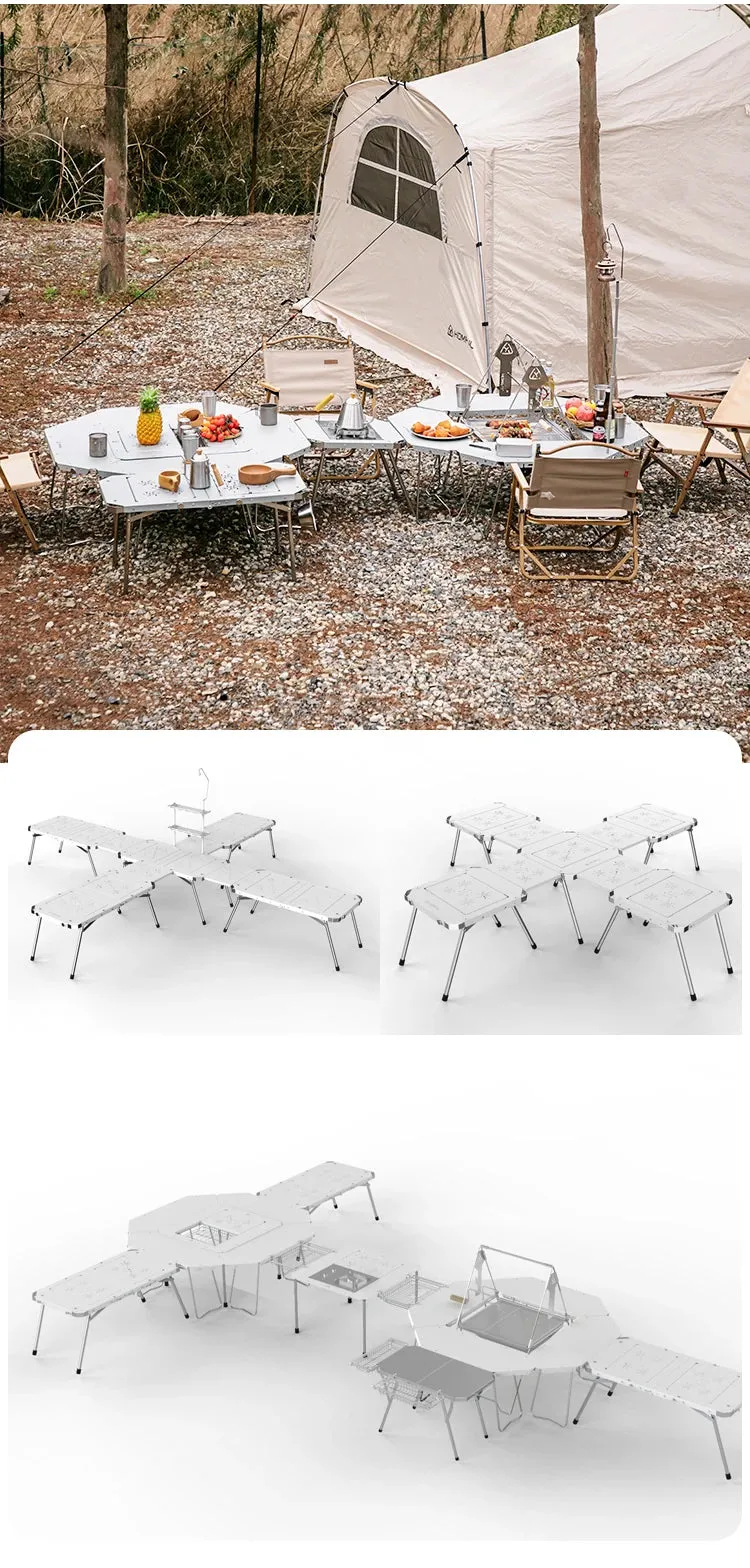 Homful Outdoor IGT Table Aluminum Alloy Folding Lifting Table Camping BBQ Multifunctional Detachable Table Barbecue Picnic