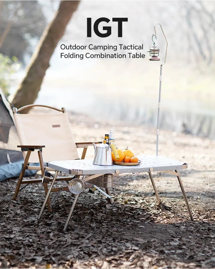 Homful Outdoor IGT Table Aluminum Alloy Folding Lifting Table Camping BBQ Multifunctional Detachable Table Barbecue Picnic