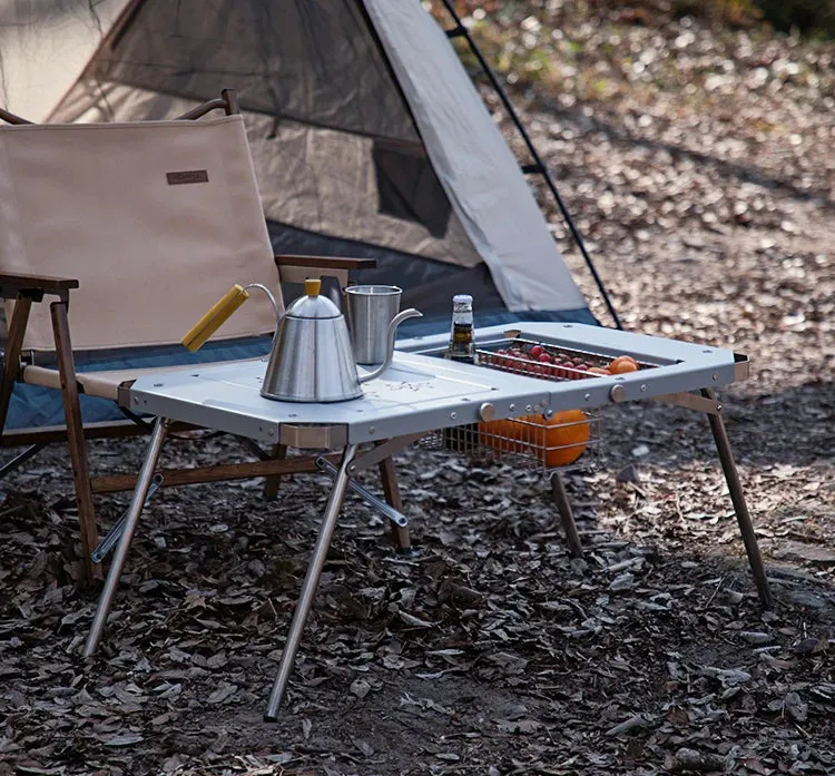 Homful Outdoor IGT Table Aluminum Alloy Folding Lifting Table Camping BBQ Multifunctional Detachable Table Barbecue Picnic
