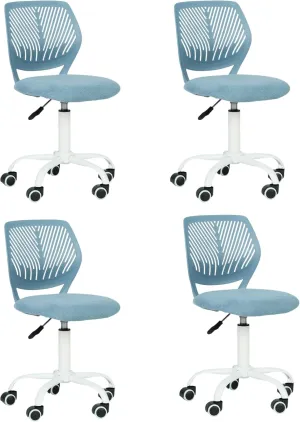 Homy Casa Armless Home Office Desk Chair, Colorful Task Chair with Soft Mesh Padded Cushion, Height Adjustable Swivel Study Computer Chair for for Girls Boys Teens (Blue, 4PCS)