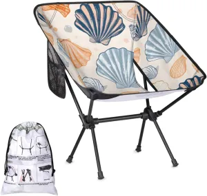 Honeybaby Folding Camping Chair Beautiful Seashells Print Camping Chairs Lightweight Portable Chair Outdoor Foldable Chairs for Camping Travel Picnic Beach Hiking