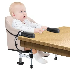 Hook on Chair, Portable Clip on High Chair Use at Most Tables, Table Attached high Chair with Carry Bag, Fast Table Chair Travel Feeding Seat for Baby & Toddlers (Brown)