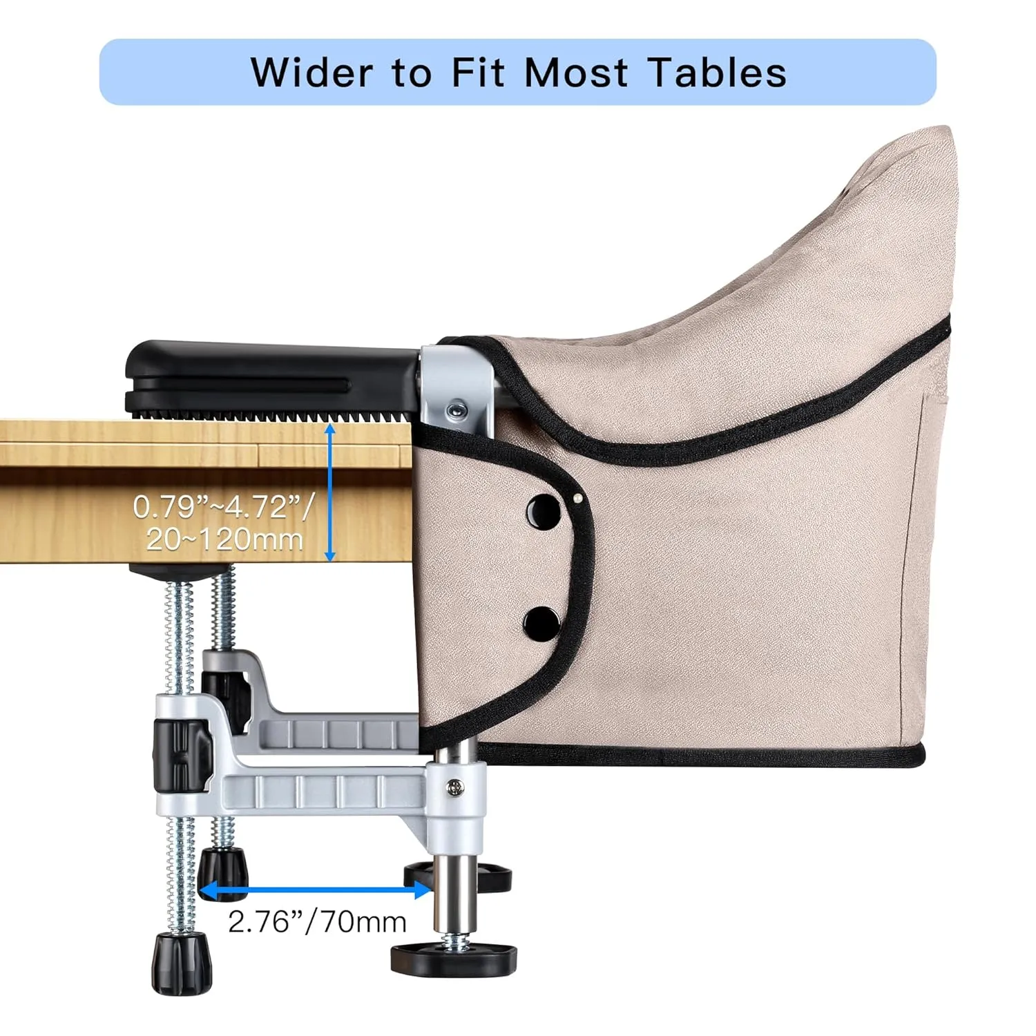 Hook on Chair, Portable Clip on High Chair Use at Most Tables, Table Attached high Chair with Carry Bag, Fast Table Chair Travel Feeding Seat for Baby & Toddlers (Brown)