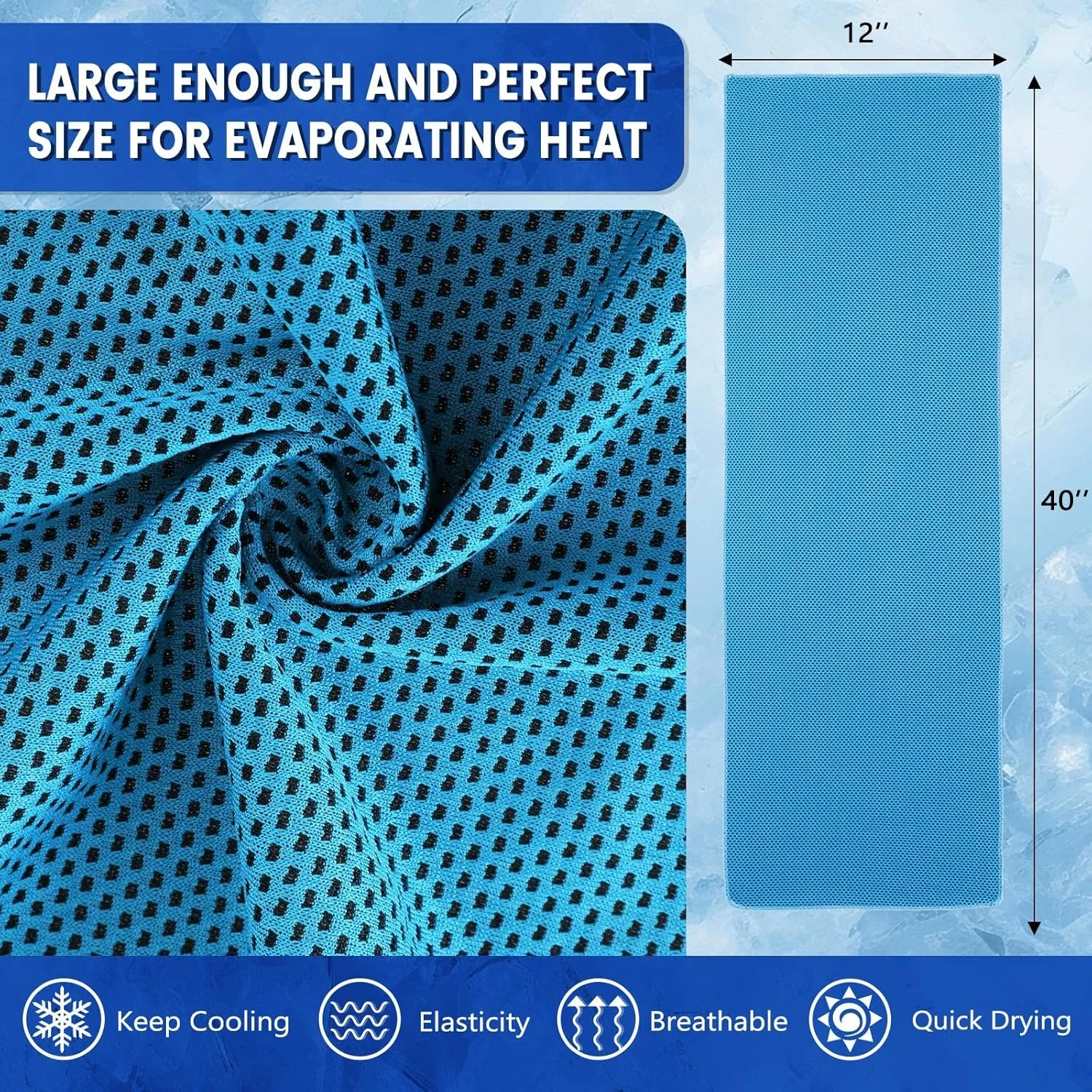 Hosuly 100 Pack Cooling Towels, 40"x12" Cooling Towels for Neck and Face Breathable Soft Chilly Sweat Rag Microfiber Sport Rags for Gym Yoga Golf Running