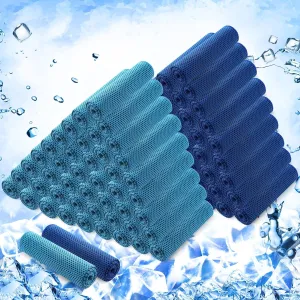 Hosuly 100 Pack Cooling Towels, 40"x12" Cooling Towels for Neck and Face Breathable Soft Chilly Sweat Rag Microfiber Sport Rags for Gym Yoga Golf Running