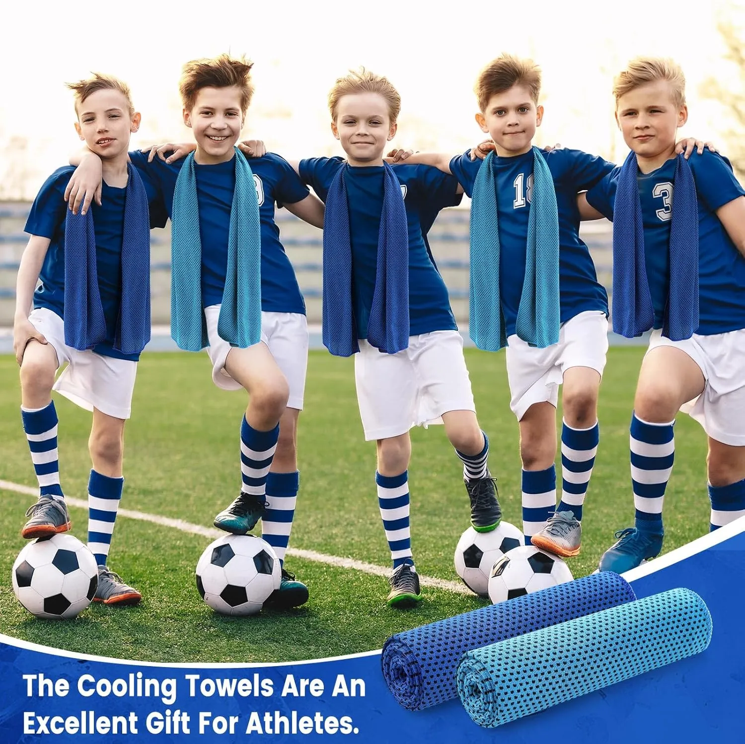 Hosuly 100 Pack Cooling Towels, 40"x12" Cooling Towels for Neck and Face Breathable Soft Chilly Sweat Rag Microfiber Sport Rags for Gym Yoga Golf Running