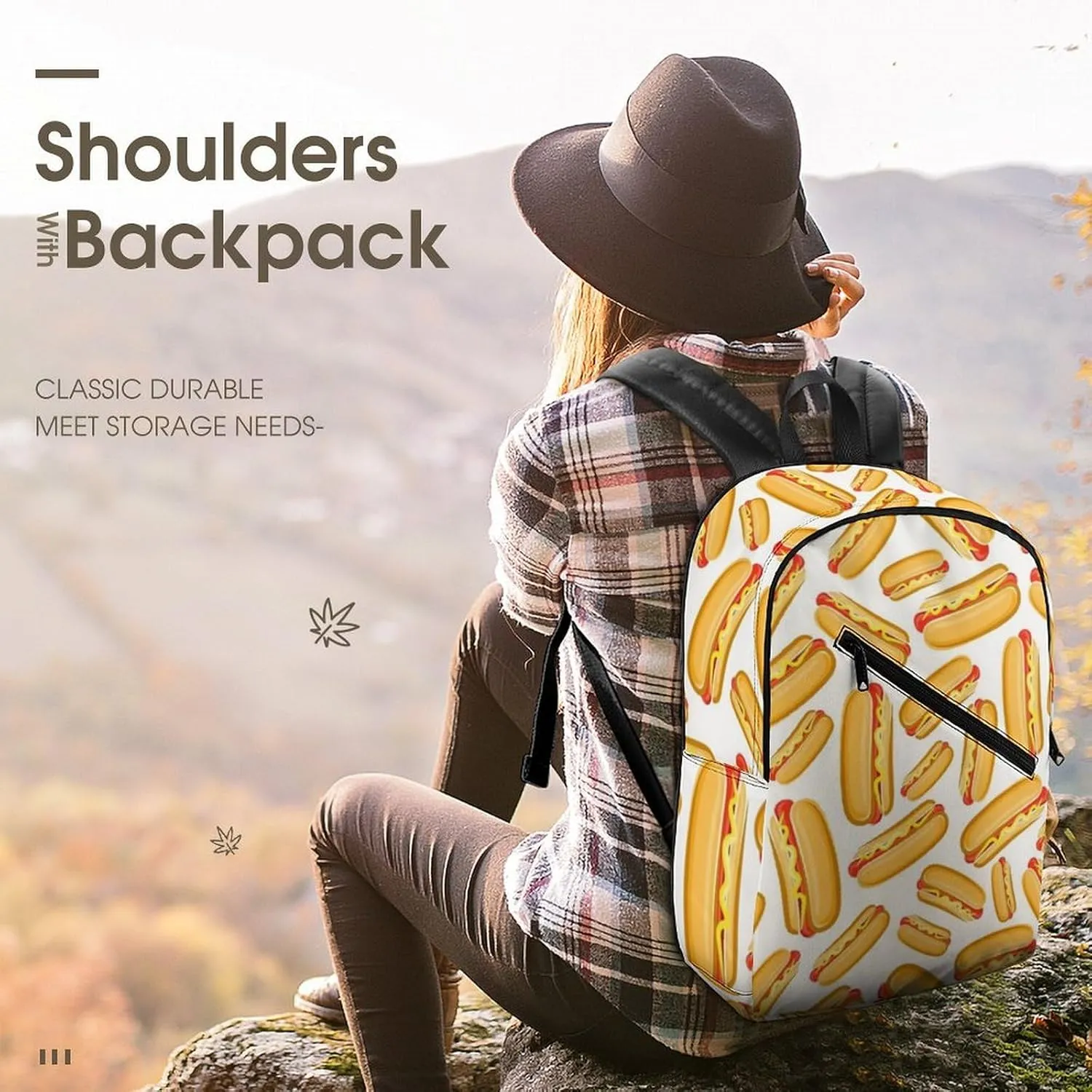 Hot Dog Classic Neutral Casual Lightweight Laptop Backpack Made of Materials, Suitable for Multiple Uses