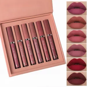 HUDA CRUSH HUDA CRUSH 6-Piece Liquid Matte Nude Lipstick Set - Velvet Waterproof Mini Lipsticks for Women, Non-Stick Formula