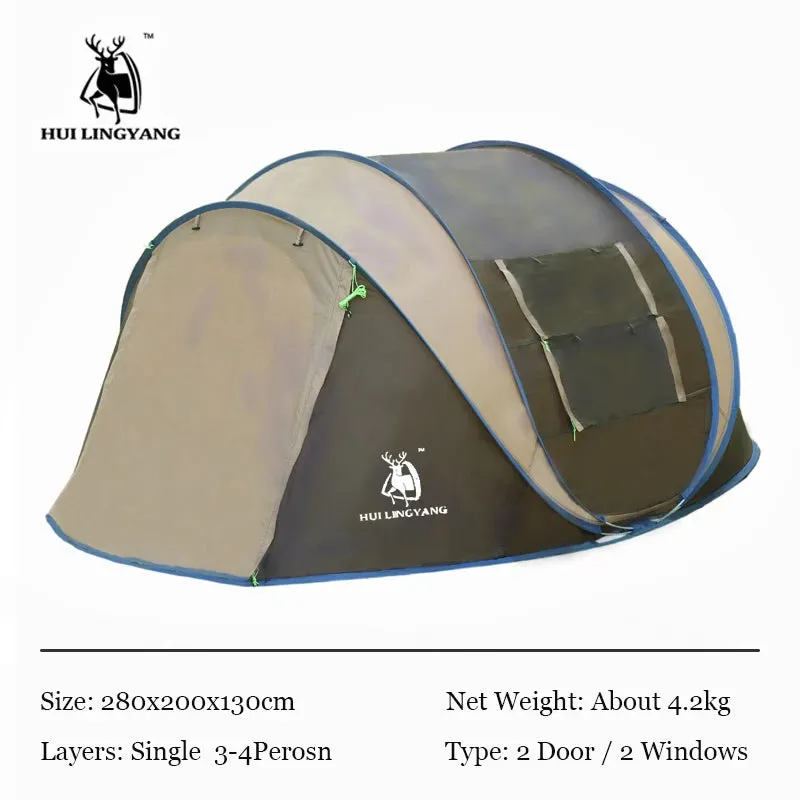 HUI LINGYANG Throw pop up tent 4-5-6 Person outdoor automatic tents Double Layers family Tent waterproof camping hiking tent