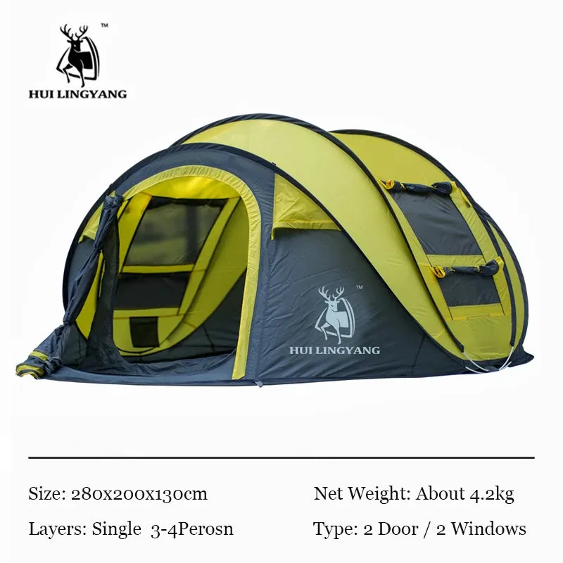 HUI LINGYANG Throw pop up tent 4-5-6 Person outdoor automatic tents Double Layers family Tent waterproof camping hiking tent