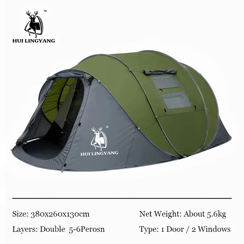 HUI LINGYANG Throw pop up tent 4-5-6 Person outdoor automatic tents Double Layers family Tent waterproof camping hiking tent