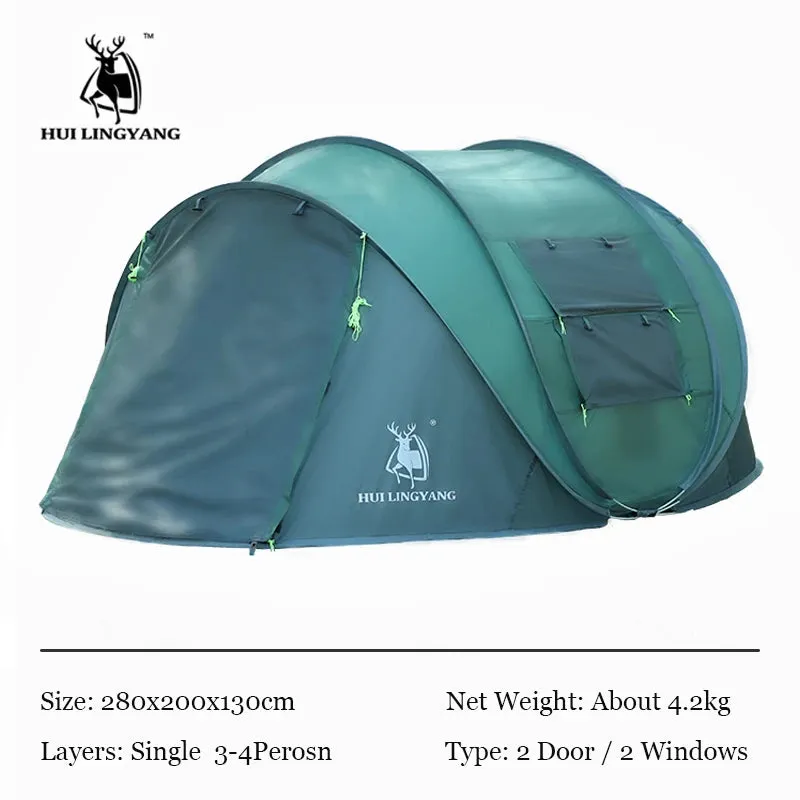 HUI LINGYANG Throw pop up tent 4-5-6 Person outdoor automatic tents Double Layers family Tent waterproof camping hiking tent