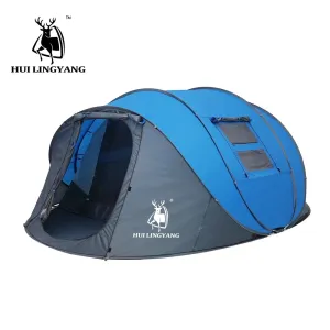 HUI LINGYANG Throw pop up tent 4-5-6 Person outdoor automatic tents Double Layers family Tent waterproof camping hiking tent