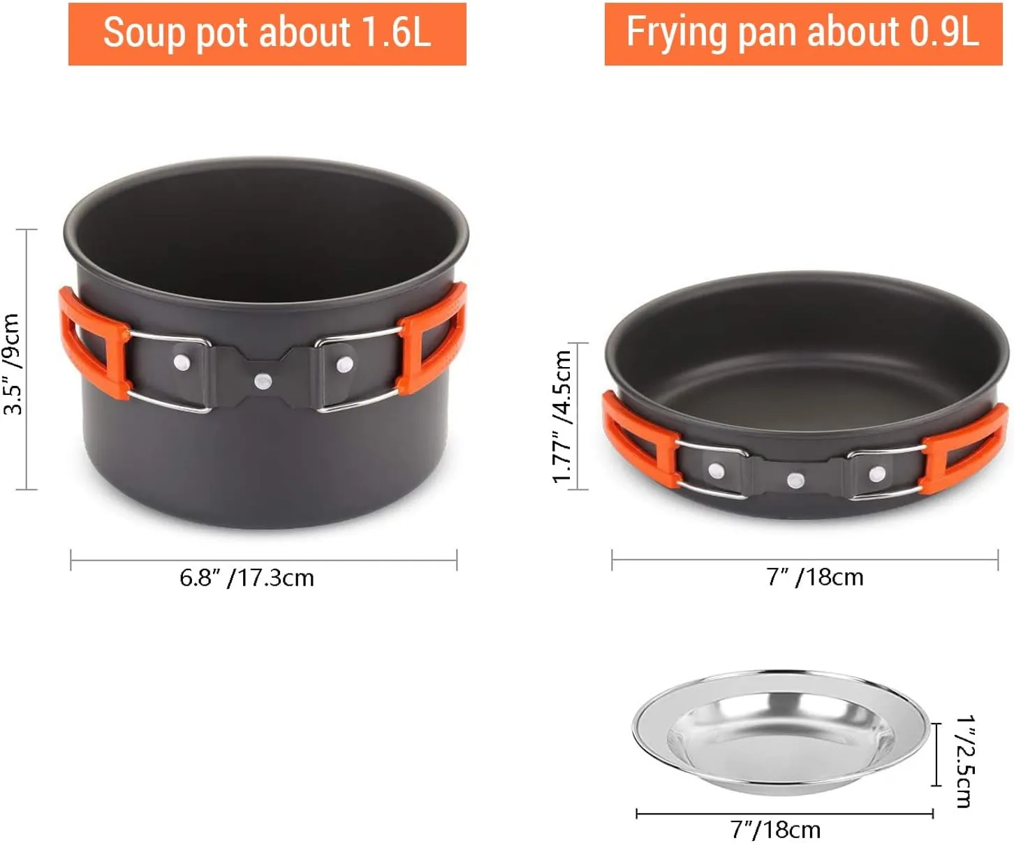 HXBER Camping Cookware Set Outdoor Cooking Equipment for Camping Hiking and Picnics for 2-3 People All in One Compact Camp Cooking Set