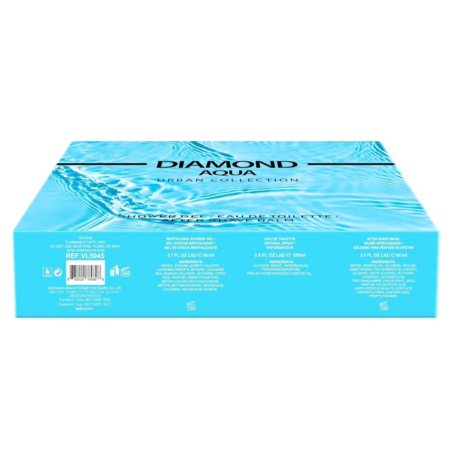 Hybrid & Company Diamond Aqua 3Pcs Gift Set For Men 100ml-Perfume&80ml-After Shave Balm &80ml-Shower Gel
