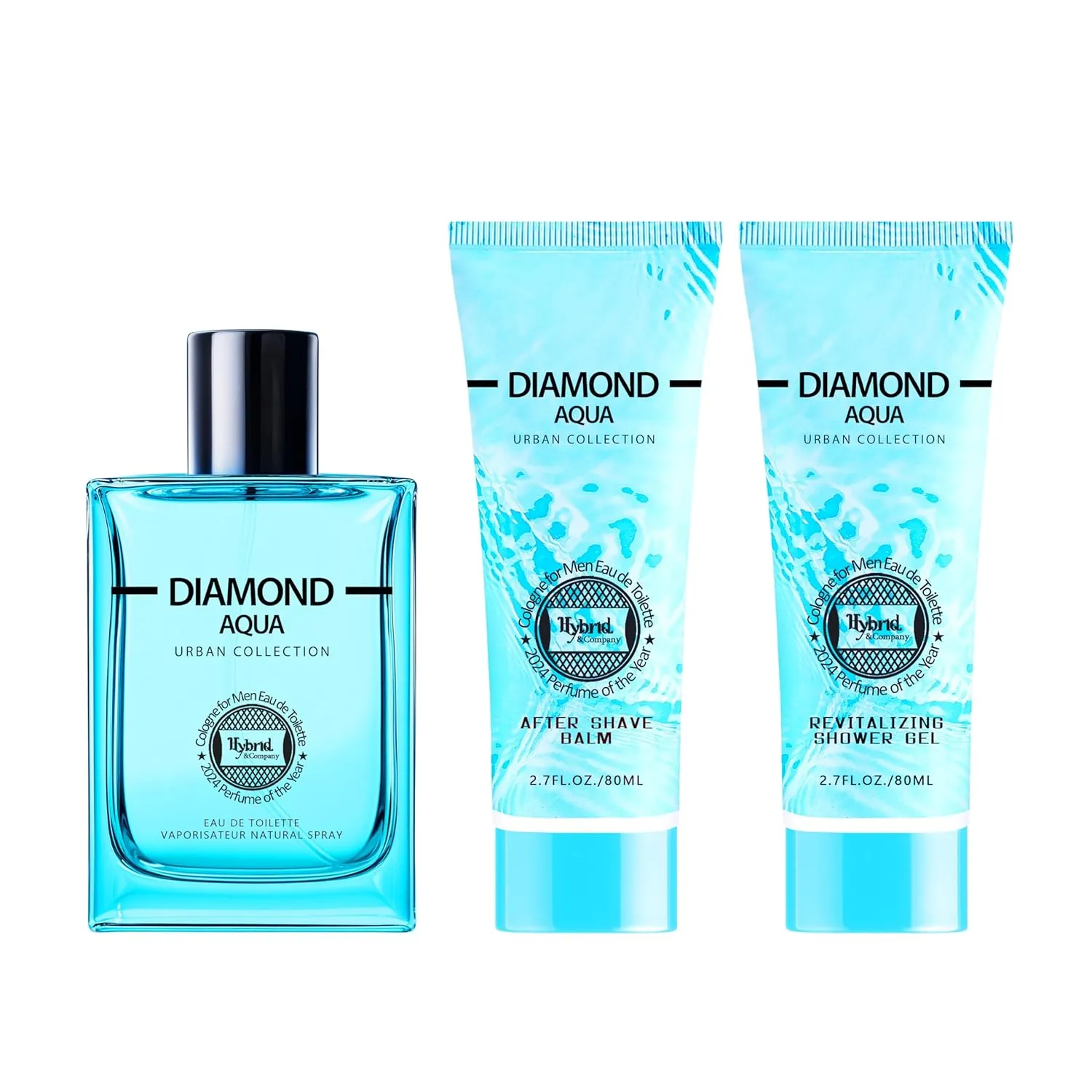 Hybrid & Company Diamond Aqua 3Pcs Gift Set For Men 100ml-Perfume&80ml-After Shave Balm &80ml-Shower Gel