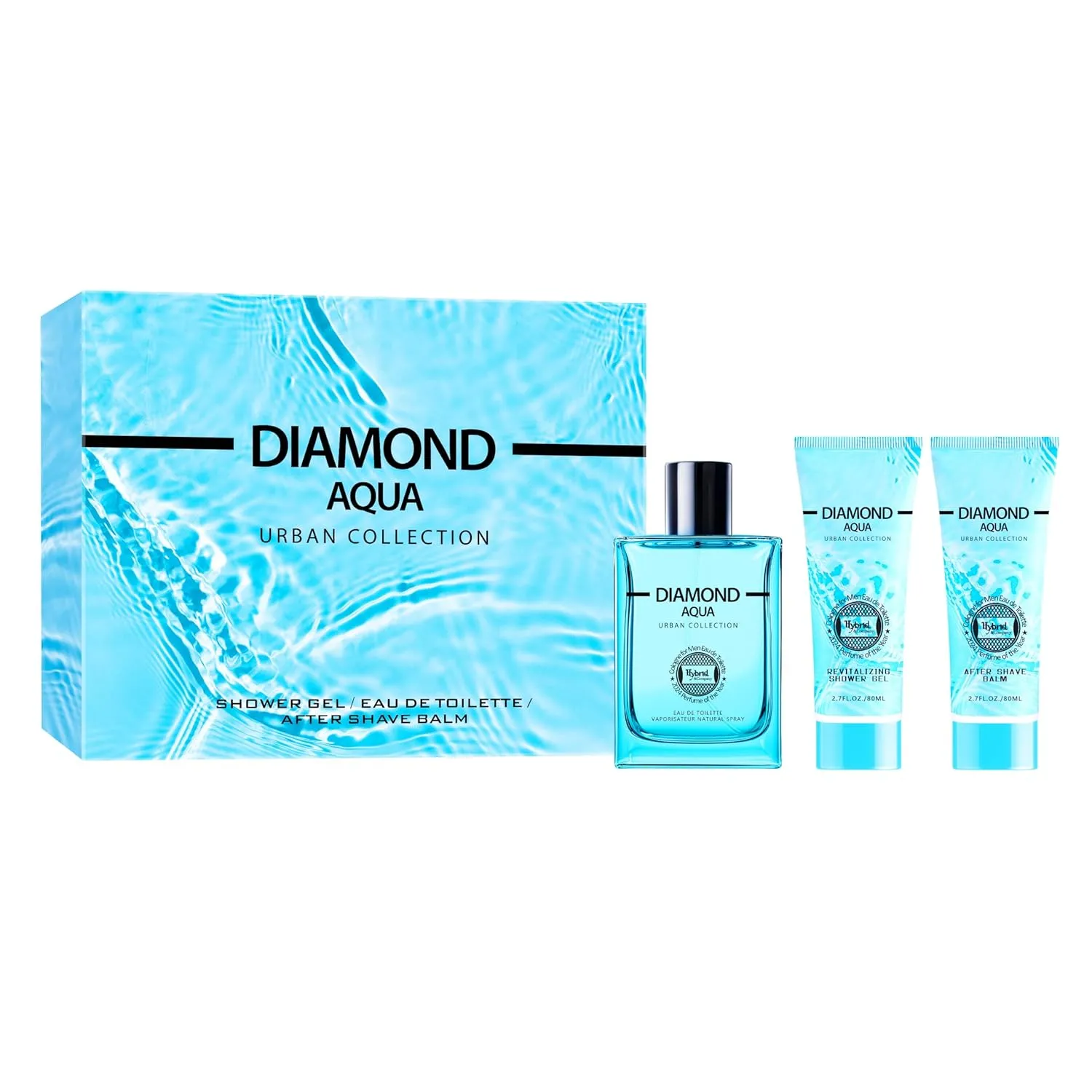 Hybrid & Company Diamond Aqua 3Pcs Gift Set For Men 100ml-Perfume&80ml-After Shave Balm &80ml-Shower Gel
