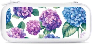 Hydrangeas Flowers Compatible with Switch Carrying Case Hard Travel Game Bag Pouch with 15 Games Accessories