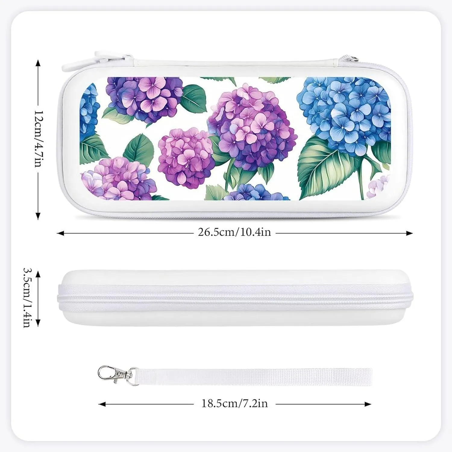 Hydrangeas Flowers Compatible with Switch Carrying Case Hard Travel Game Bag Pouch with 15 Games Accessories