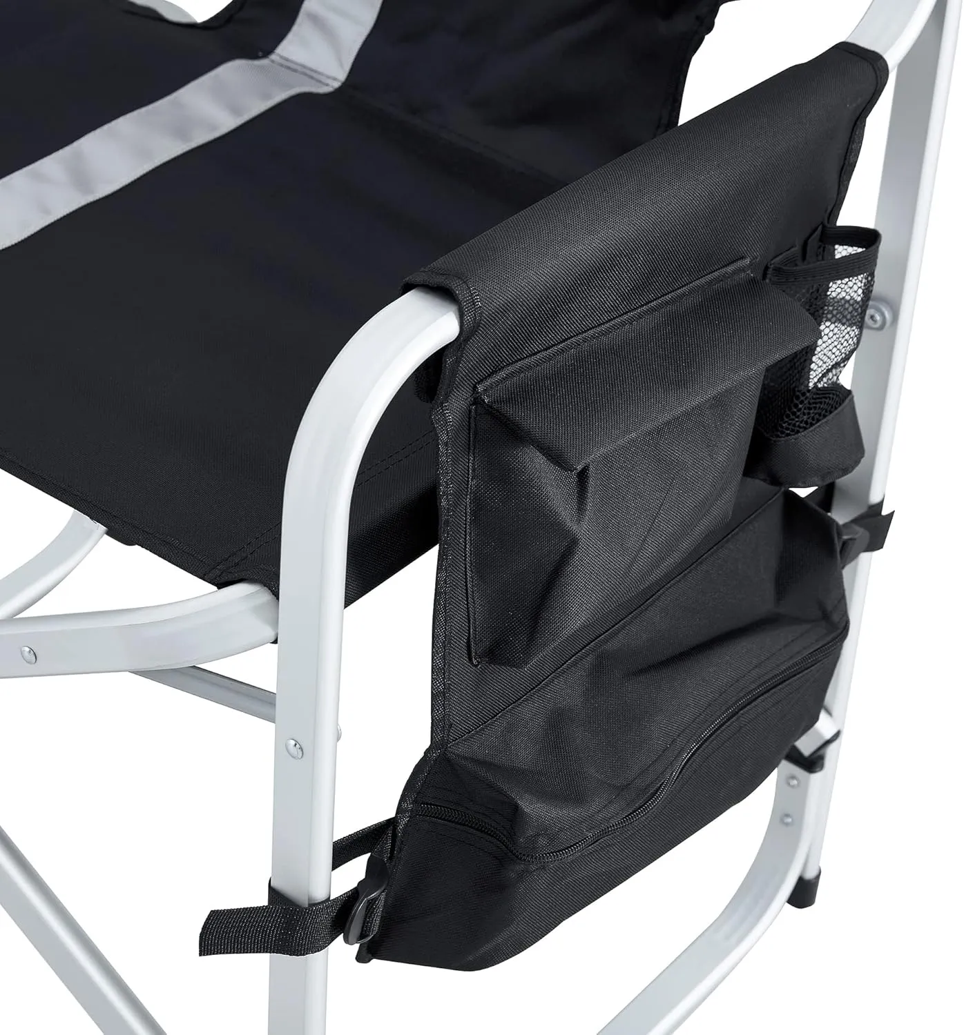 IANIYA Aluminum Camping Chair Lightweight Oversized Folding Camping Chair with Side Table and Storage Pockets (BLACK*2)