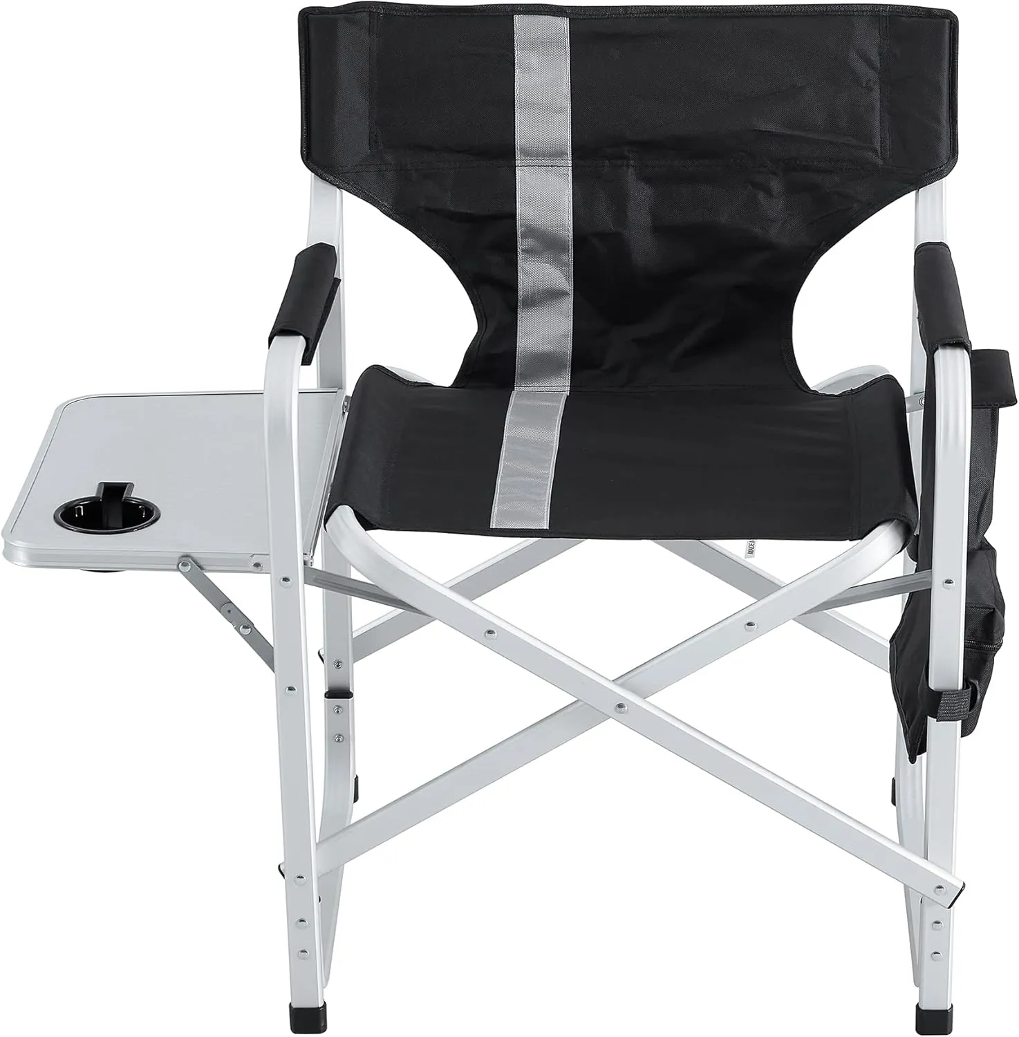 IANIYA Aluminum Camping Chair Lightweight Oversized Folding Camping Chair with Side Table and Storage Pockets (BLACK*2)